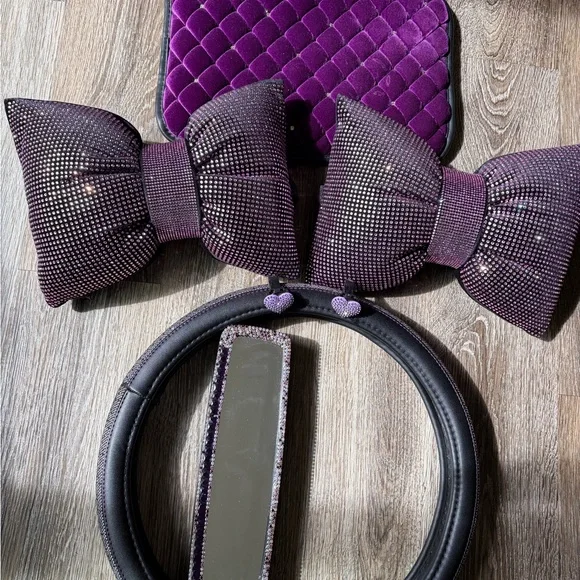 Purple Rhinestone Car Accessory Set - Picture 2 of 7